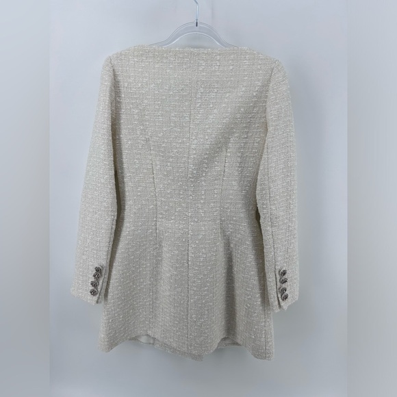 Self-Portrait Cream off white Metallic Boucle Mini Jacket Dress Size UK 10 US 6 - Picture 11 of 16